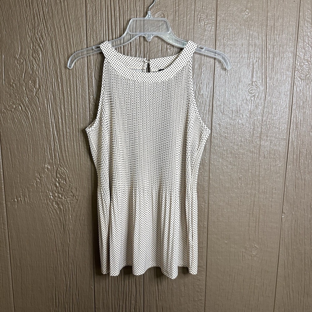 Adrianna Papell S Pleated Polka Dot Sleeveless Shirt Tank‎ Top Pink Blouse NWT